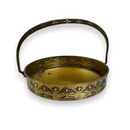 Brass Basket with Handle - Embossed Design