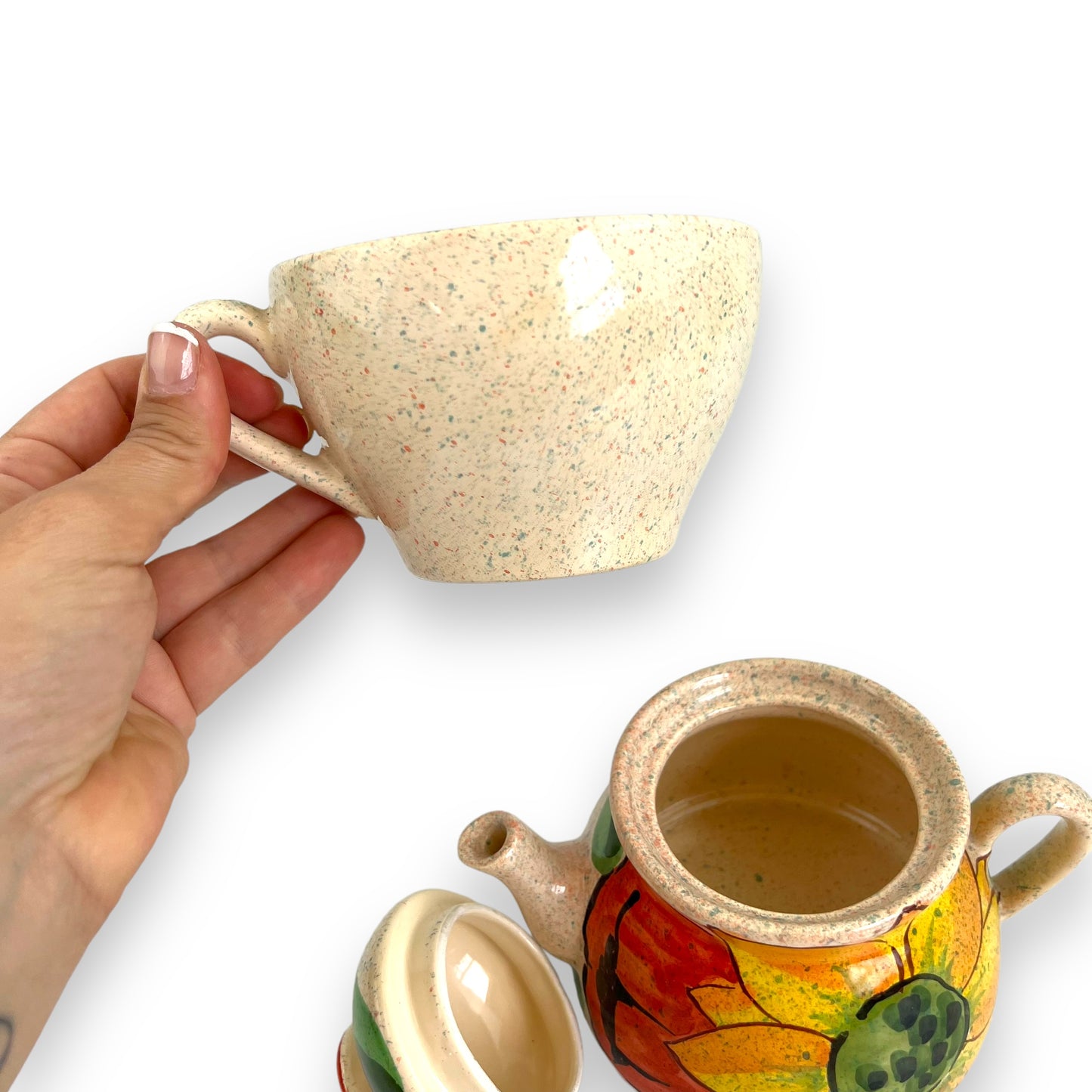 Yellow flower teapot and cup set