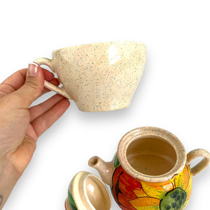 Yellow flower teapot and cup set