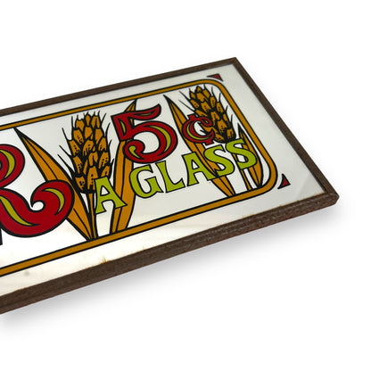 Beer 5cents Glass Mirror Framed Bar Sign