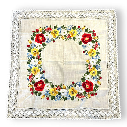 Vintage Flower Square Tablecloth