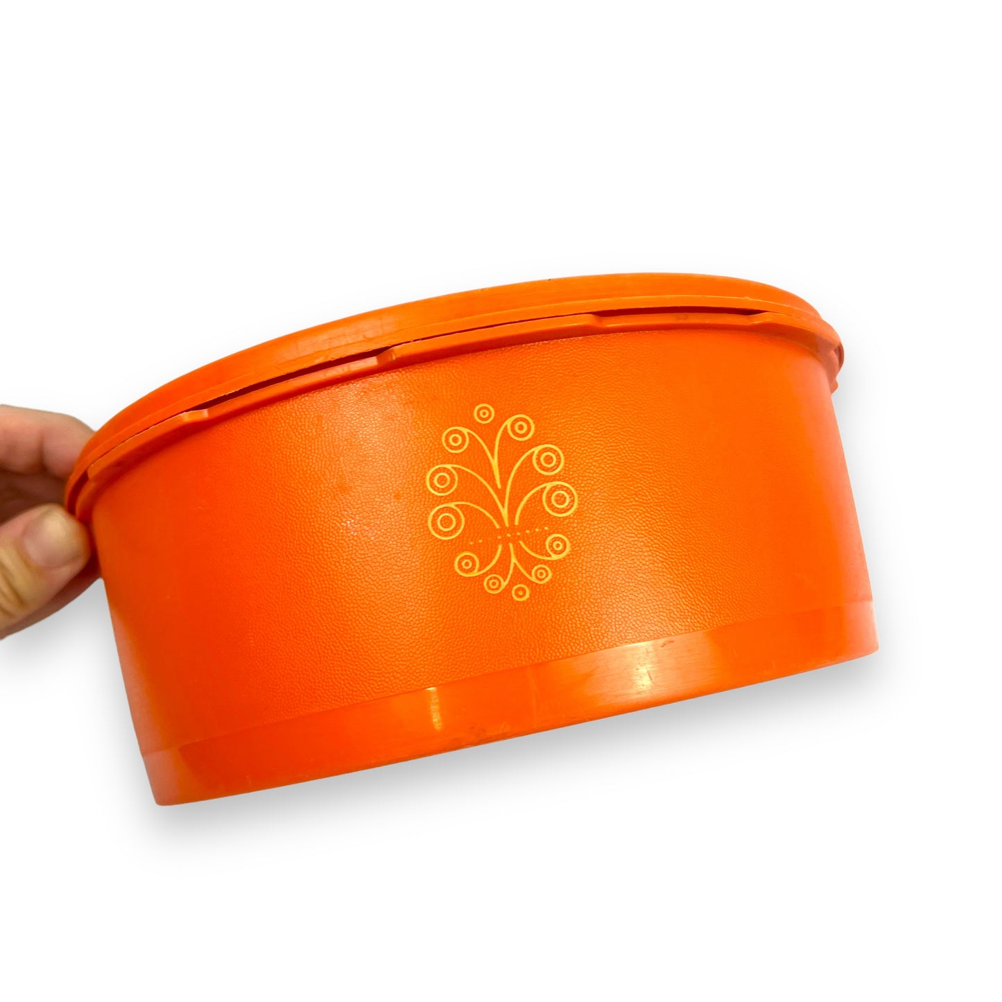 Round Orange Tupperware Storage Container