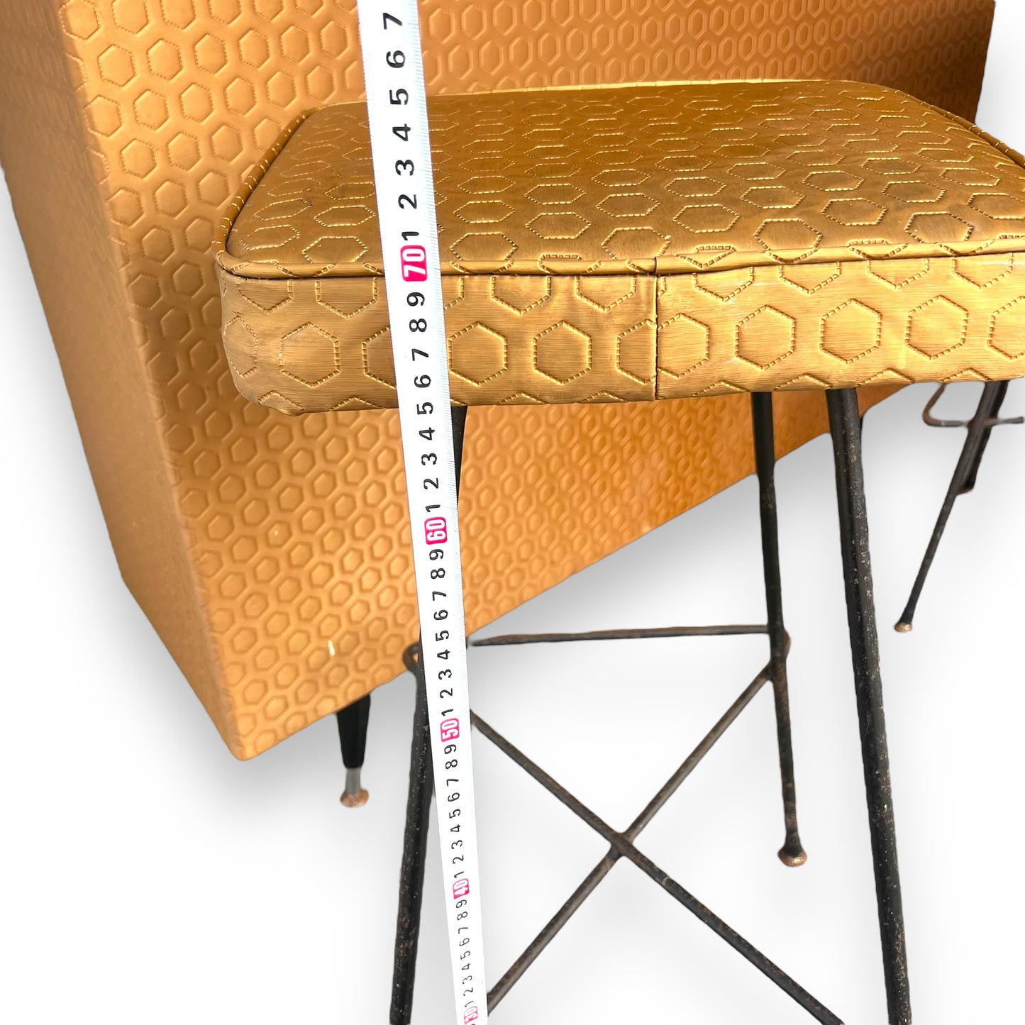 Retro Bar & Stool Set – Gold Vinyl