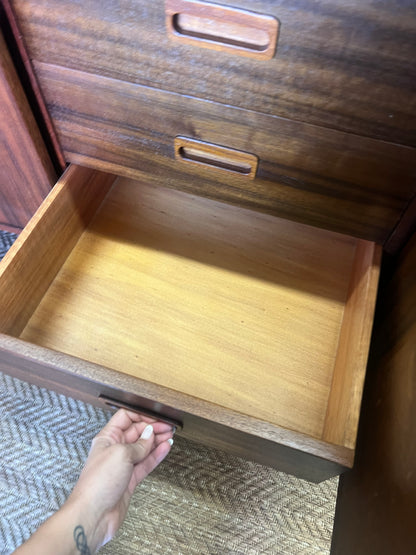 Avalon Mid Century Walnut Sideboard / Buffet Cabinet with Carved Doors