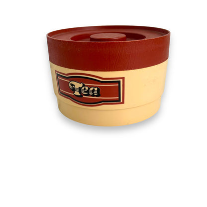 Beige & Maroon “Tea” Plastic Canister by Willow Australia