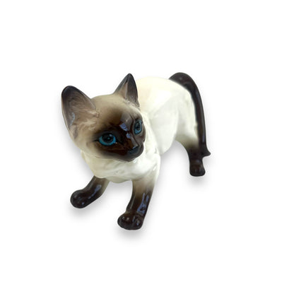 Siamese Cat Figurine, Hand-Painted Ceramic Cat
