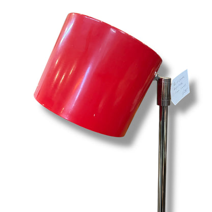 Red Floor Lamp – Adjustable Chrome Stand with Cylinder Base & Shade