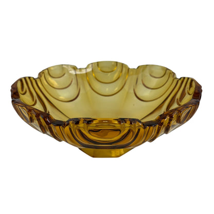 Amber Glass Scallop Edge Bowl