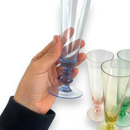 Harlequin Champagne Flutes Set of 5: Blue, Pink, Yellow, Green & Black