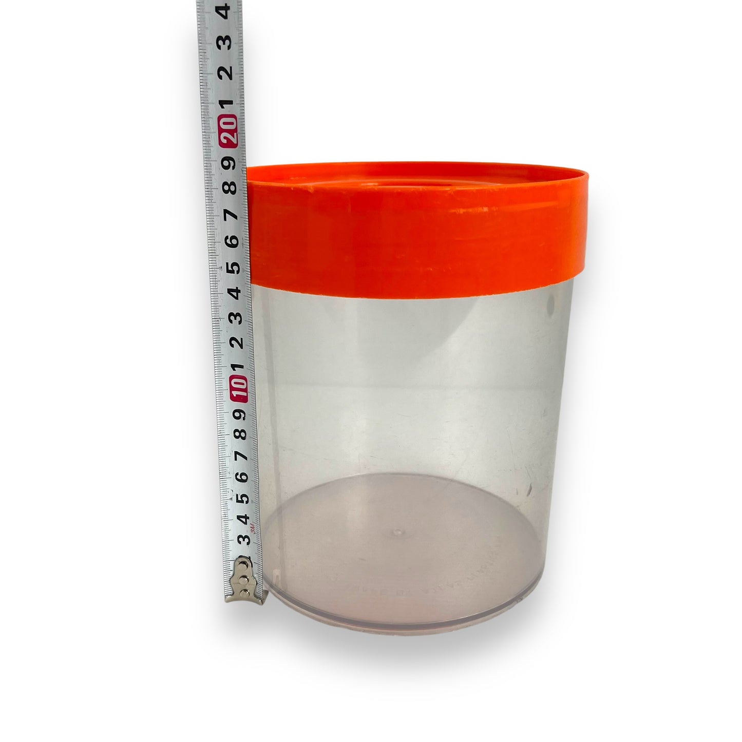 Atlas Plastics Clear Storage Canister with orange lid
