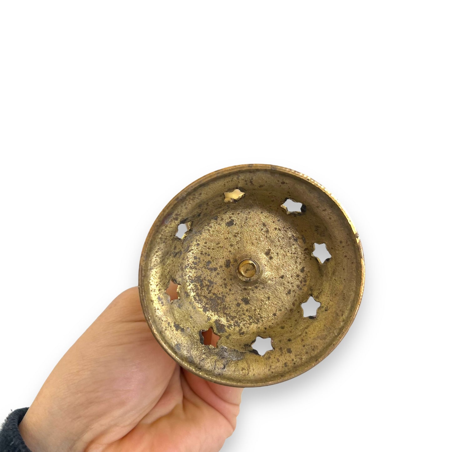 Brass Candlestick Holder with star cut outs around base