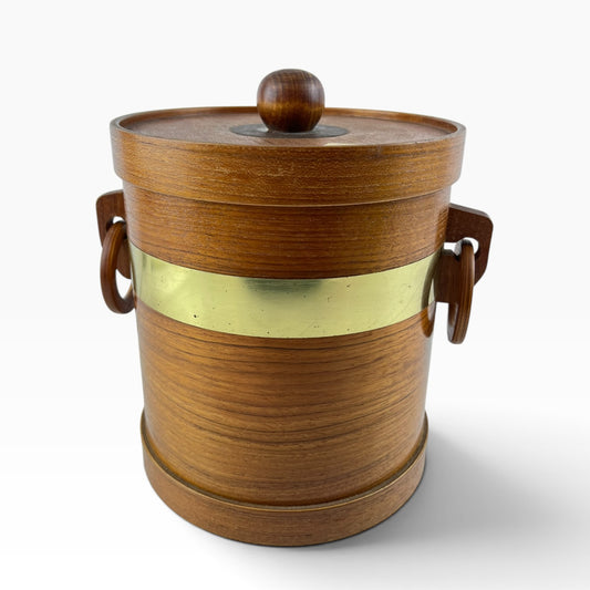 Timber & Brass Mid Century Ice Bucket with Ring Handles