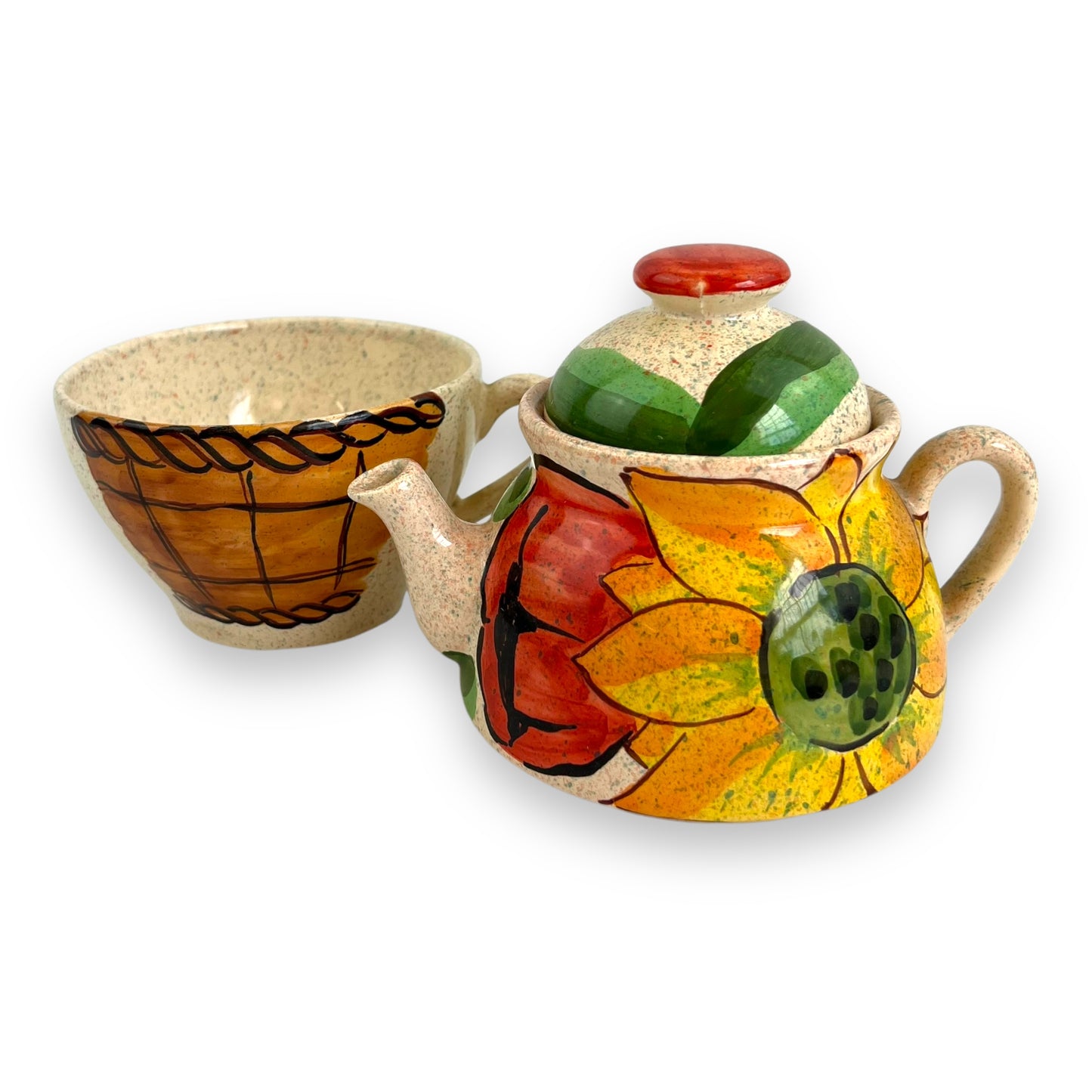 Yellow flower teapot and cup set