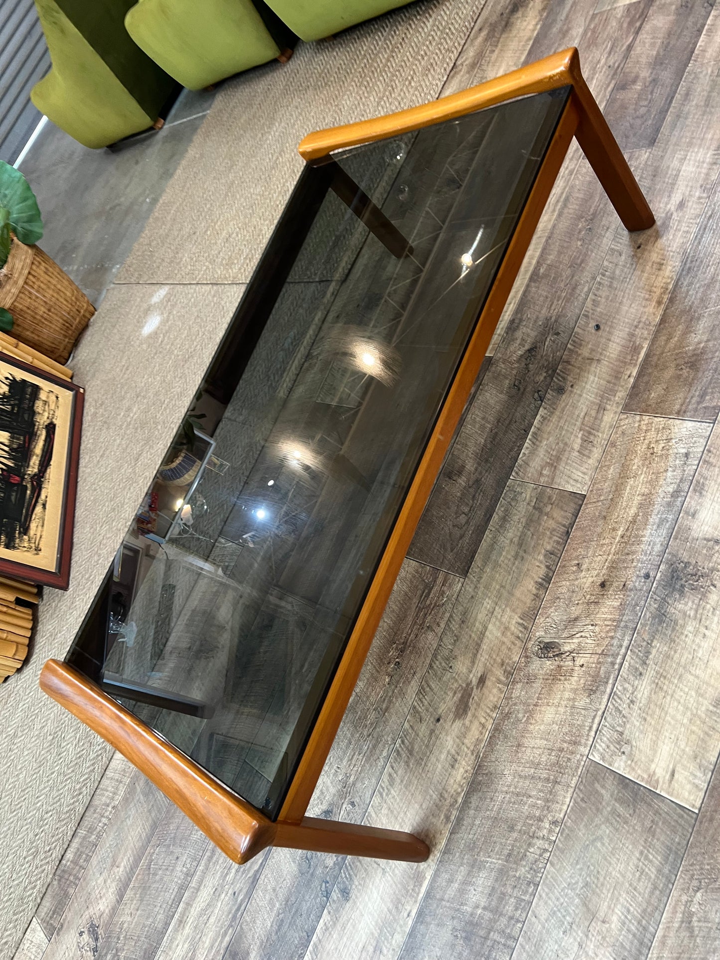 Tessa T21 Coffee Table | Mid Century Smoked Glass & Timber Coffee Table