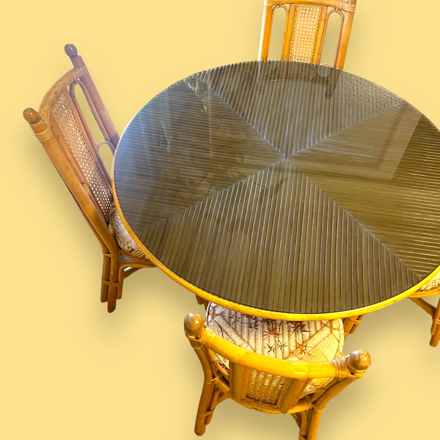 Cane Dining Table & 4 Chairs