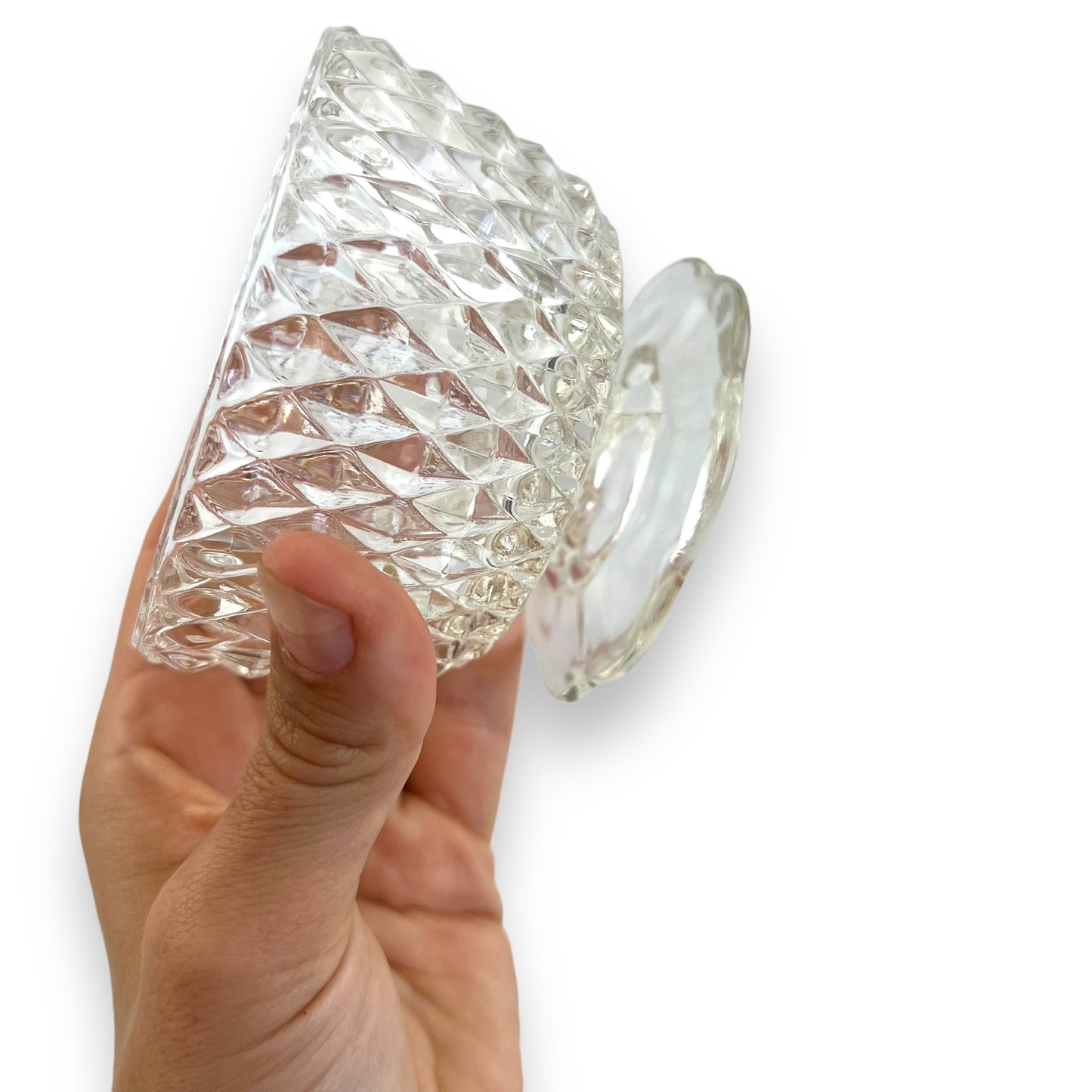 Set of 5 Diamond-Cut Glass Dessert Bowls