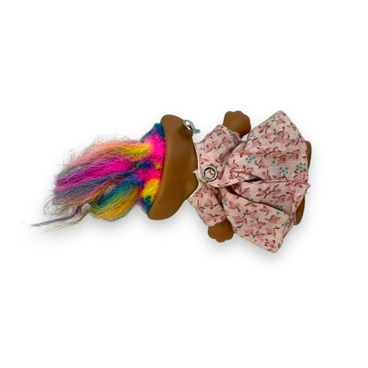Troll Doll pink flower dress rainbow hair