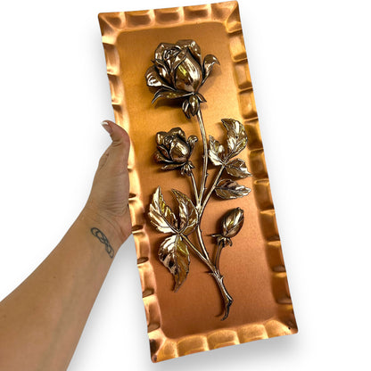Copper rose 3D metal art