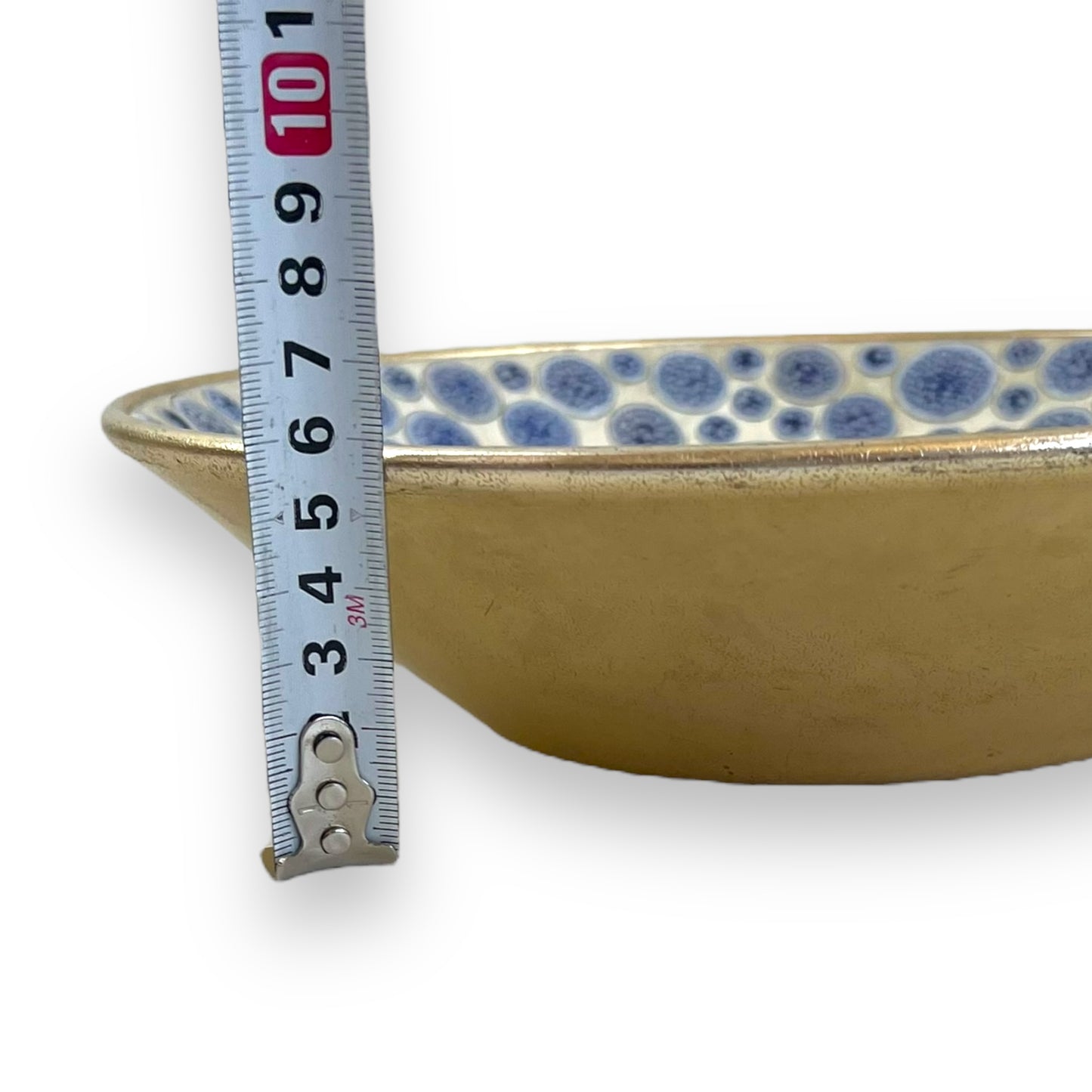 Mosaic Stone Decorative Bowl with Blue and Earth-Tone Pattern