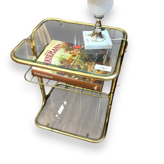 Brass side Table with shelf rack