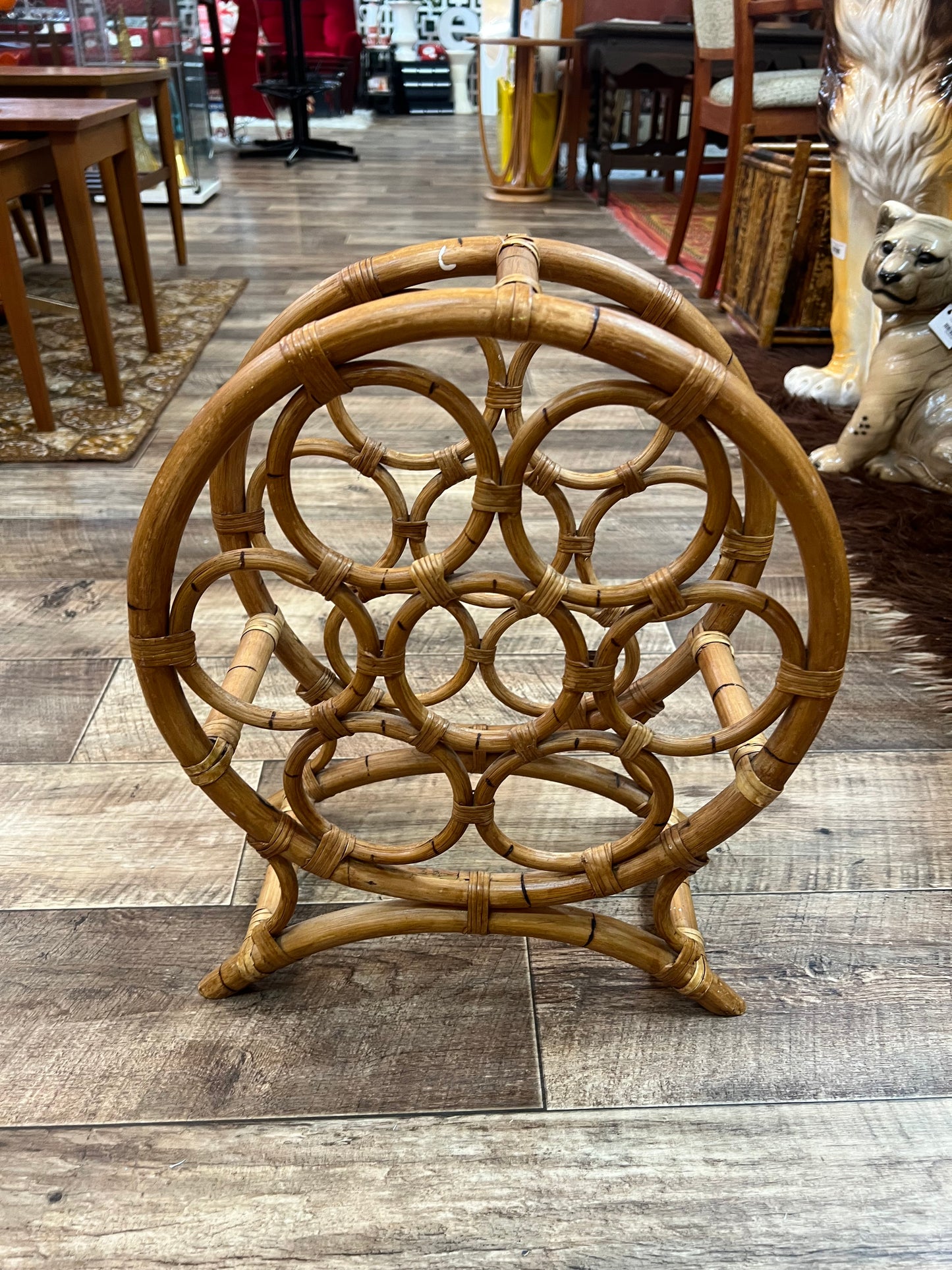 Cane Wine Rack / Rattan Bottle Holder – Holds 7 Bottles