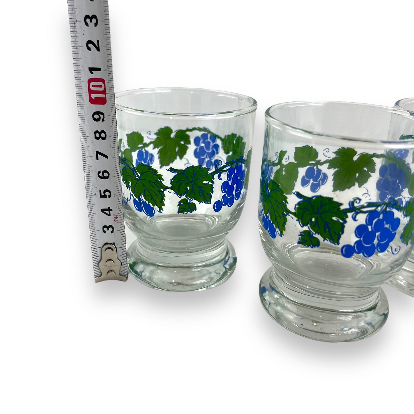 Grape pattern glass cup set of 3