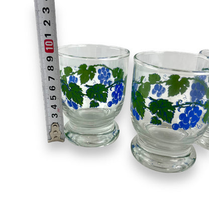 Grape pattern glass cup set of 3