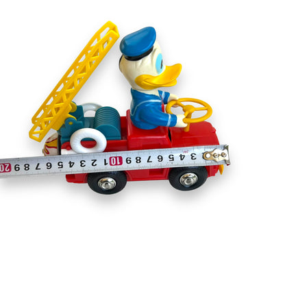 Disney Wind-Up Donald Duck Fire Engine Toy - Original Box - Collectible Japan Toy