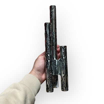 Brutalist Chrome Candle Holder