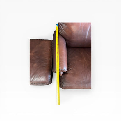 Moran Brown Leather Armchair with footrest