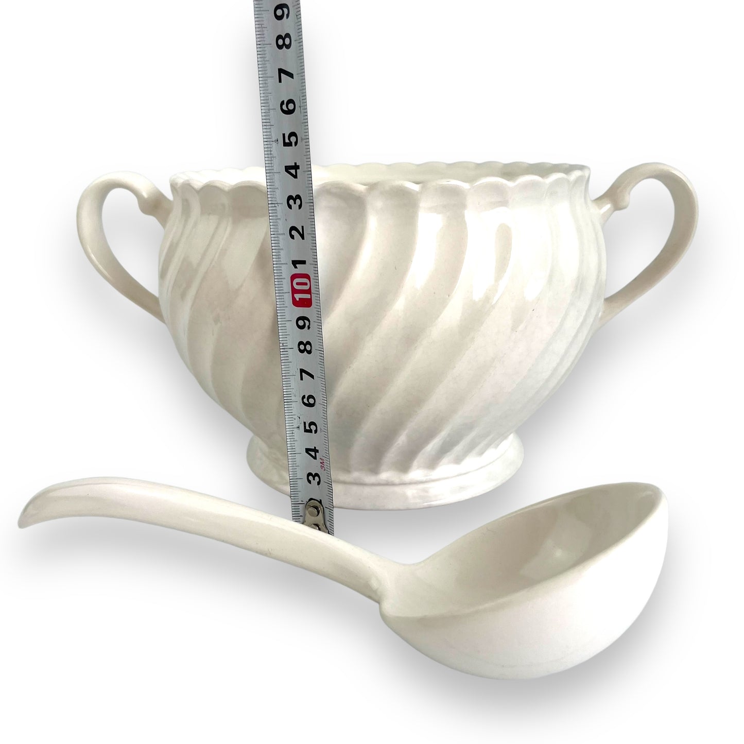 White Ceramic Serving Soup Pot with ladle made in Japan
