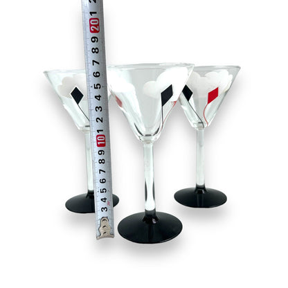 Black & Red Kite Martini Glass Set of 3