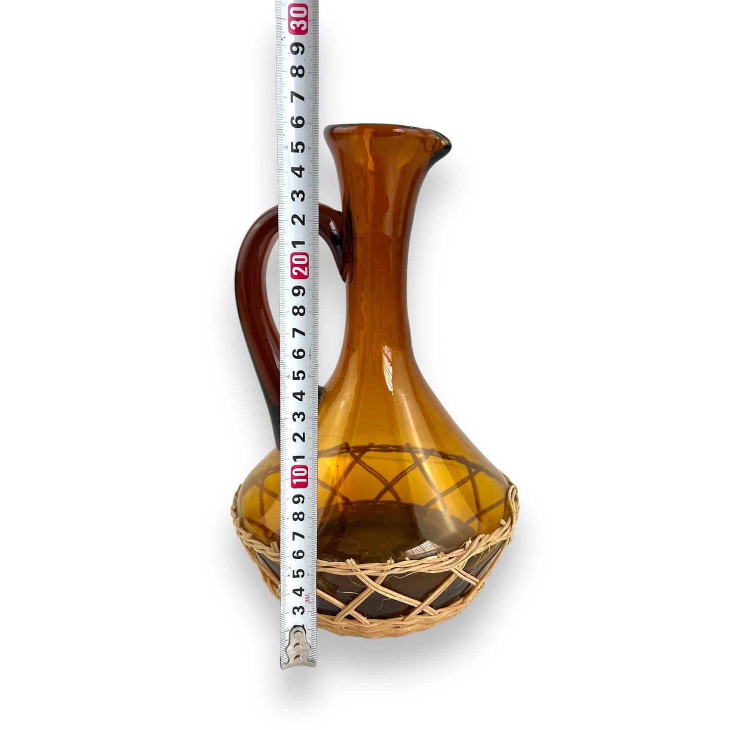 Amber glass Carafe with wicker base