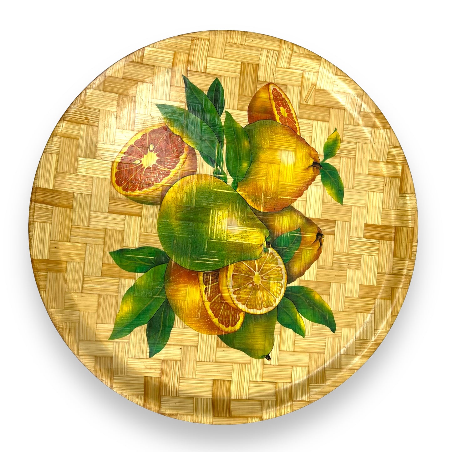 Round Bamboo Tray with fruit art