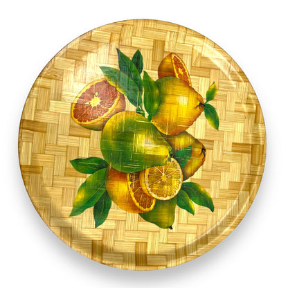 Round Bamboo Tray with fruit art