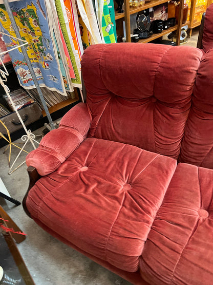 #2 Pink two seater lounge with wood sides