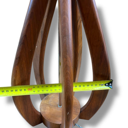Pair of Mid-Century Teak Sculptural Lamps with Orange shades – Modeline