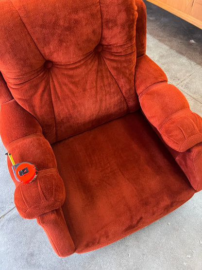 Rust Red Velvet Lounge Chair – Retro Plush Armchair, 1970s