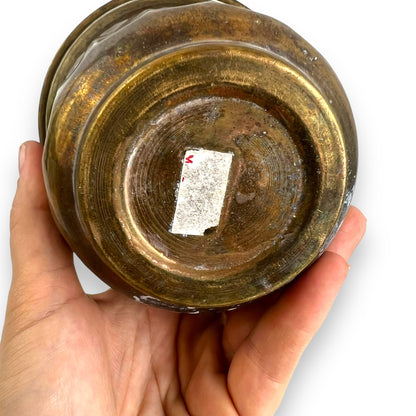 Small Brass Planter Pot Diamond Pattern