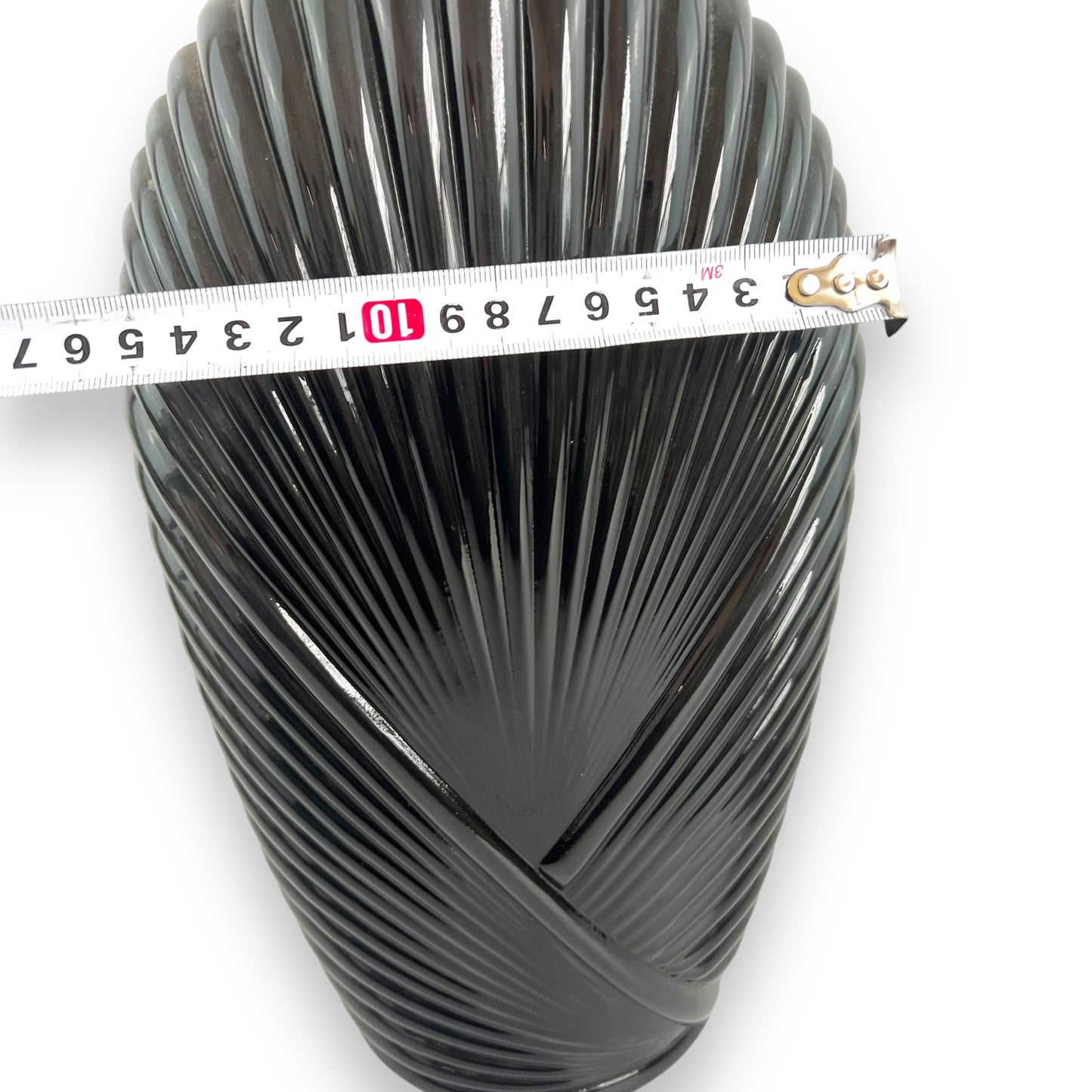 Black 1980s ribbed glass vase