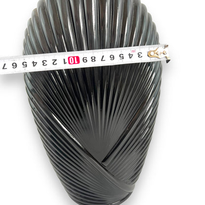 Black 1980s ribbed glass vase
