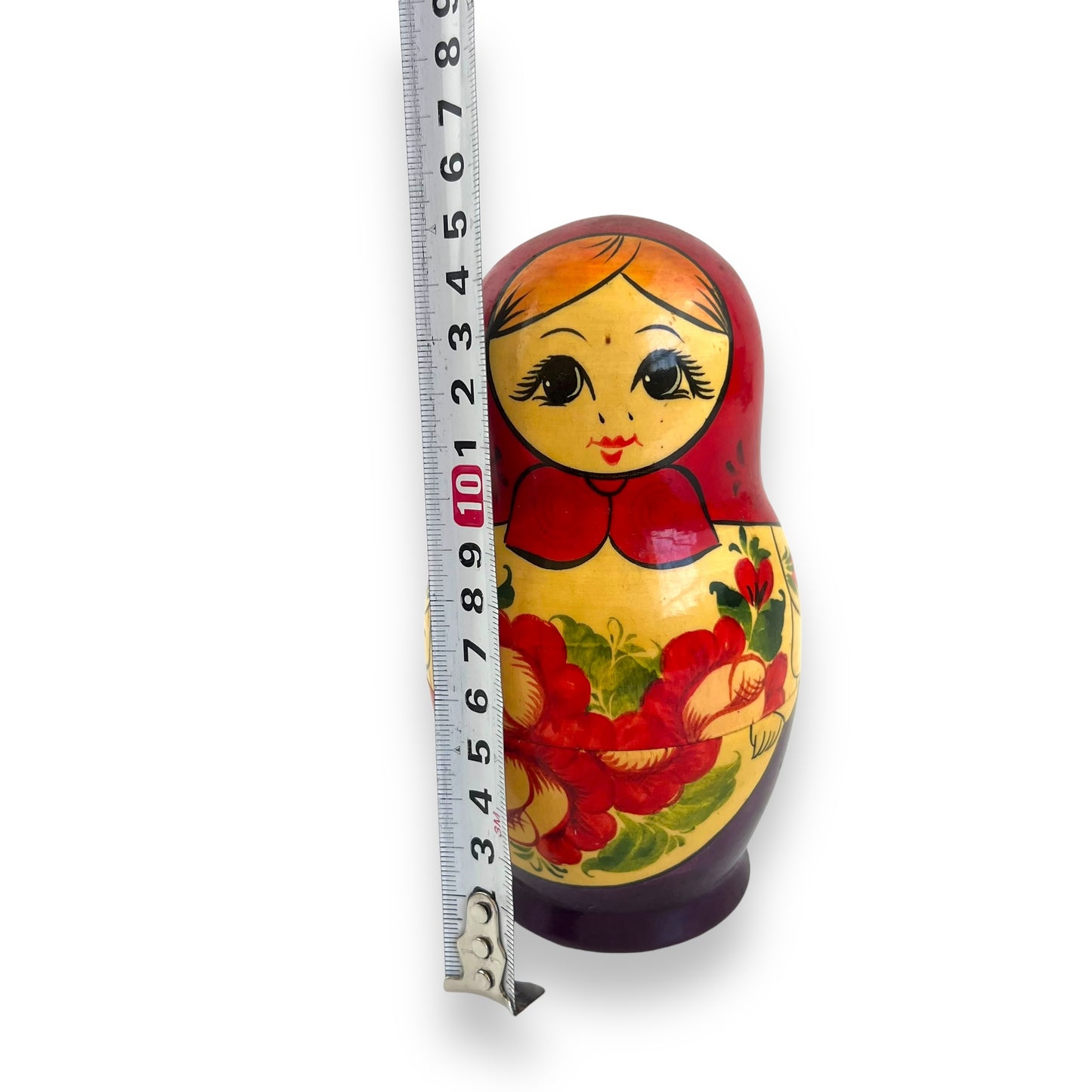 Russian Matryoshka Nesting Dolls Set of 7 - Red and Gold Floral Hand-Painted Design