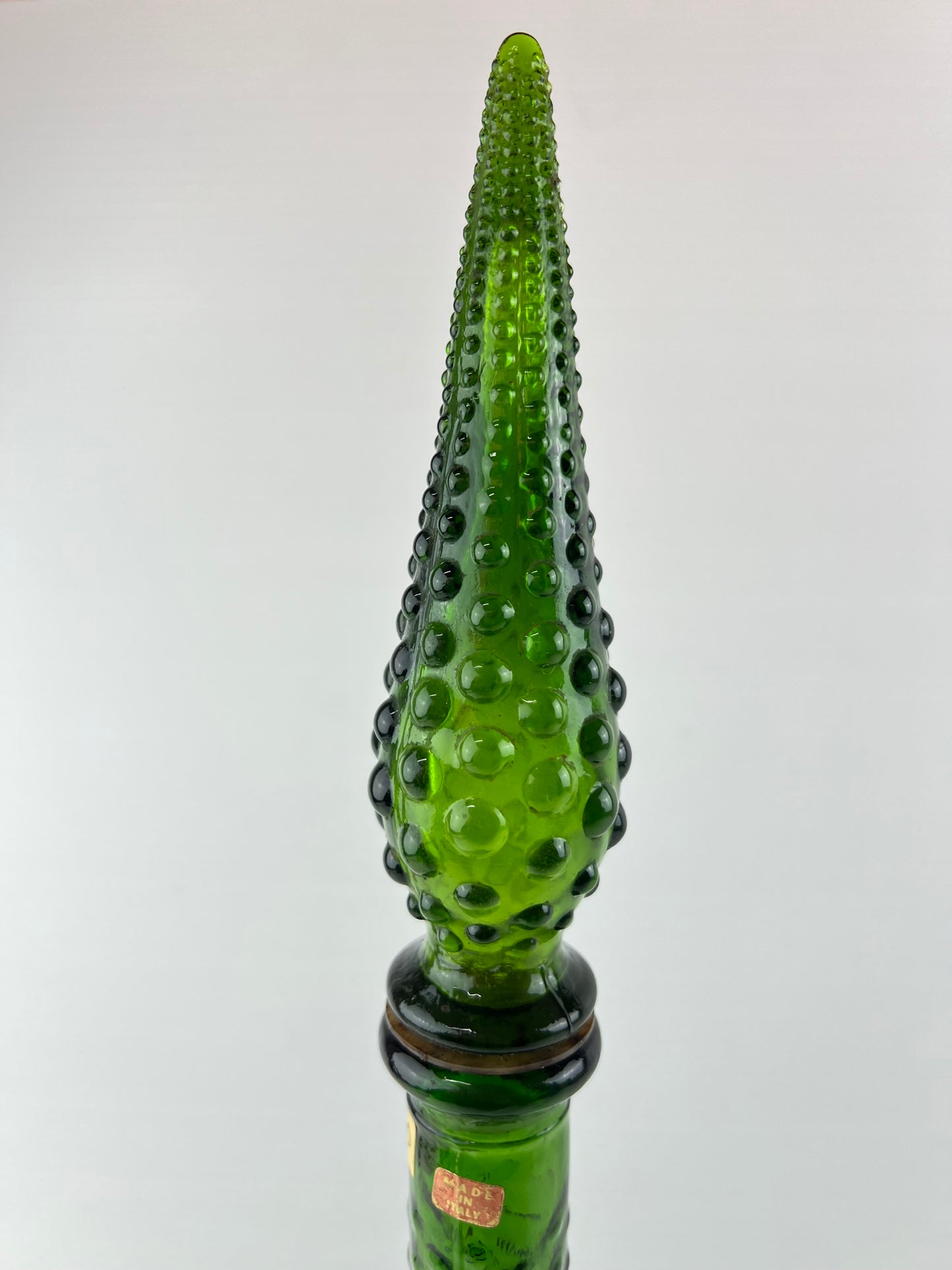 Italian Empoli Green Glass Genie Bottle