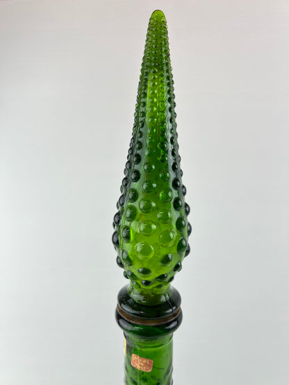Italian Empoli Green Glass Genie Bottle