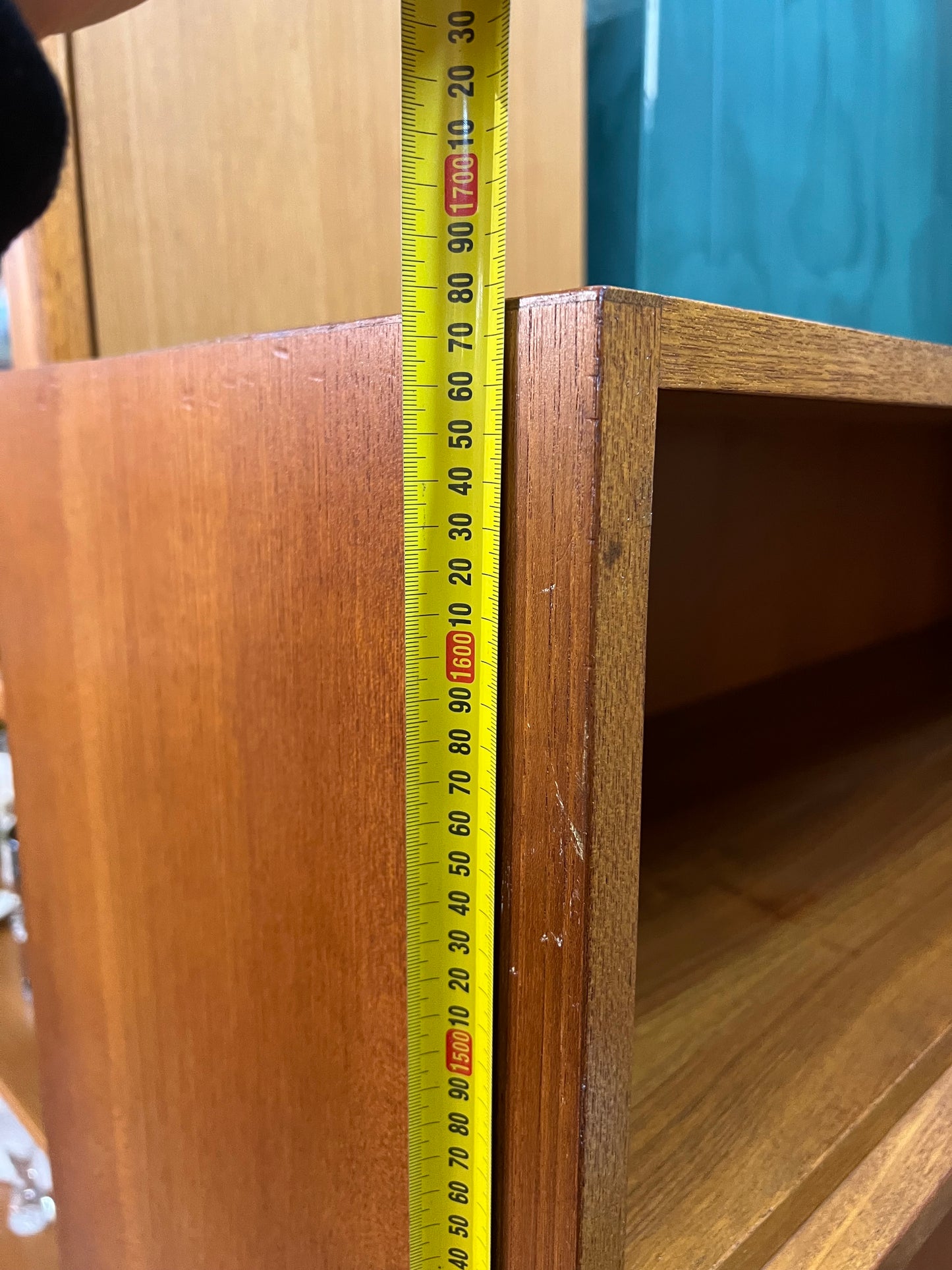Macrob Mid Century Teak Pull-Down Bar Cabinet Display Unit