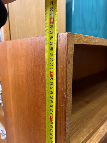 Macrob Mid Century Teak Pull-Down Bar Cabinet Display Unit