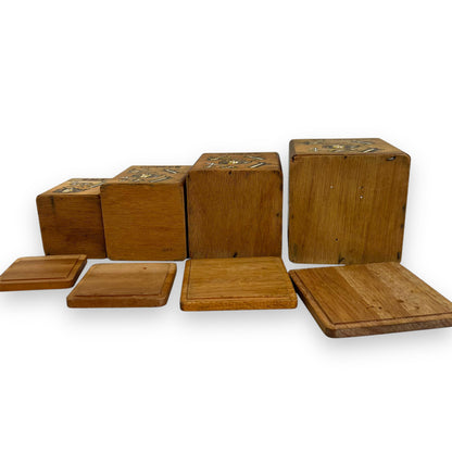 Wooden Kitchen Canister Set - Tea, Coffee, Sugar, Flour