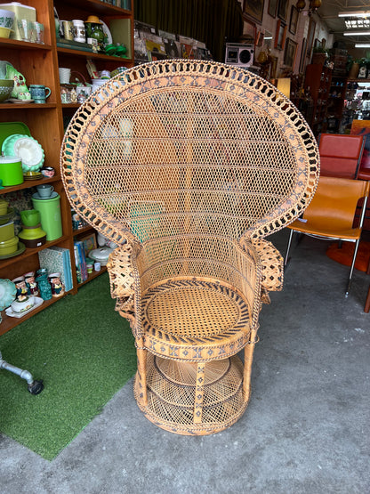 Cane Peacock Chair – Ornate Woven Rattan Statement Chair