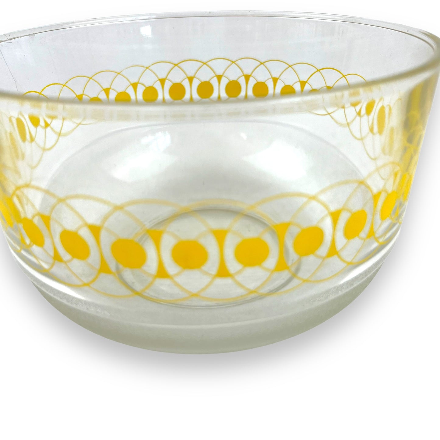 Clear glass yellow pattern mixing bowl