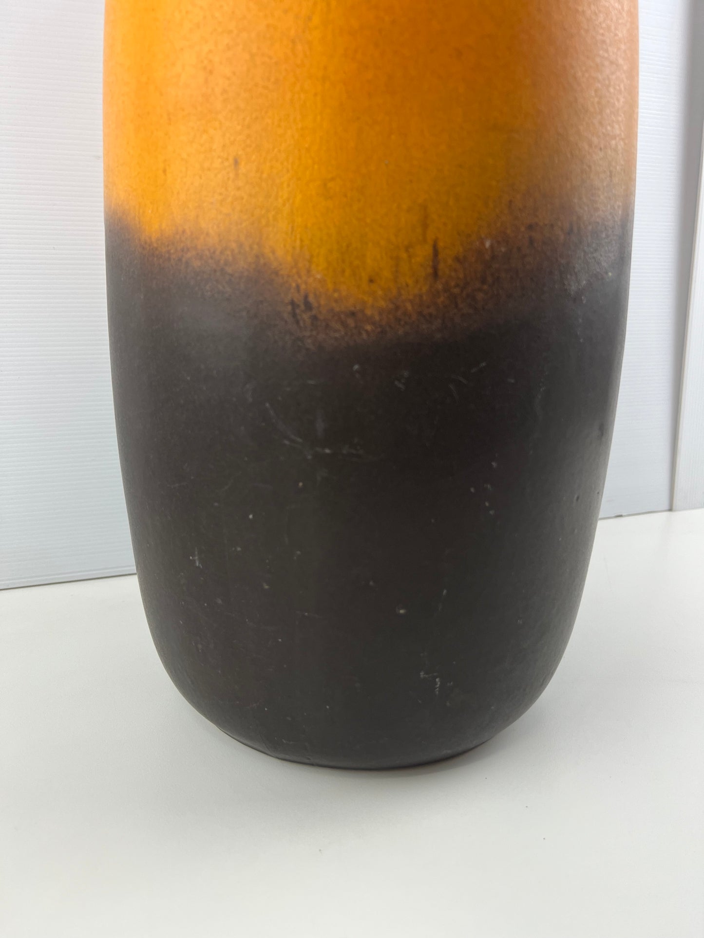 West German Pottery Orange & Brown Floor Vase